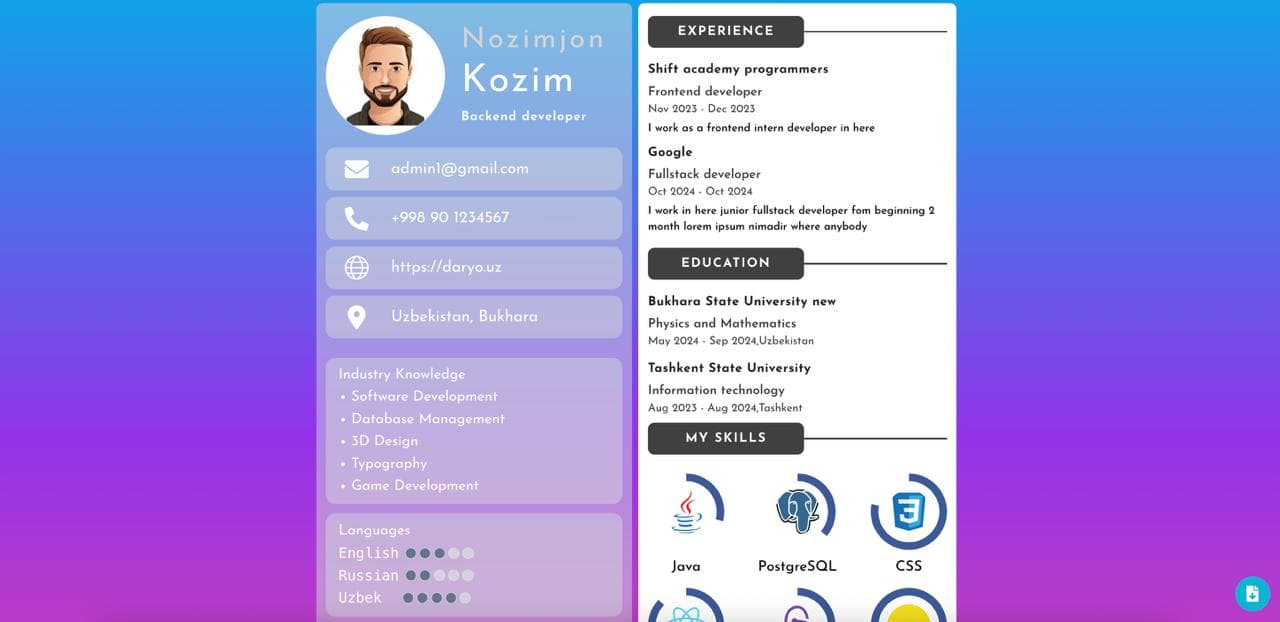 Simple Resume builder App