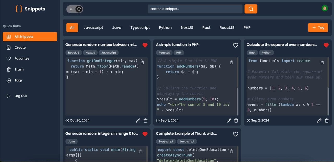 Code Snippets App